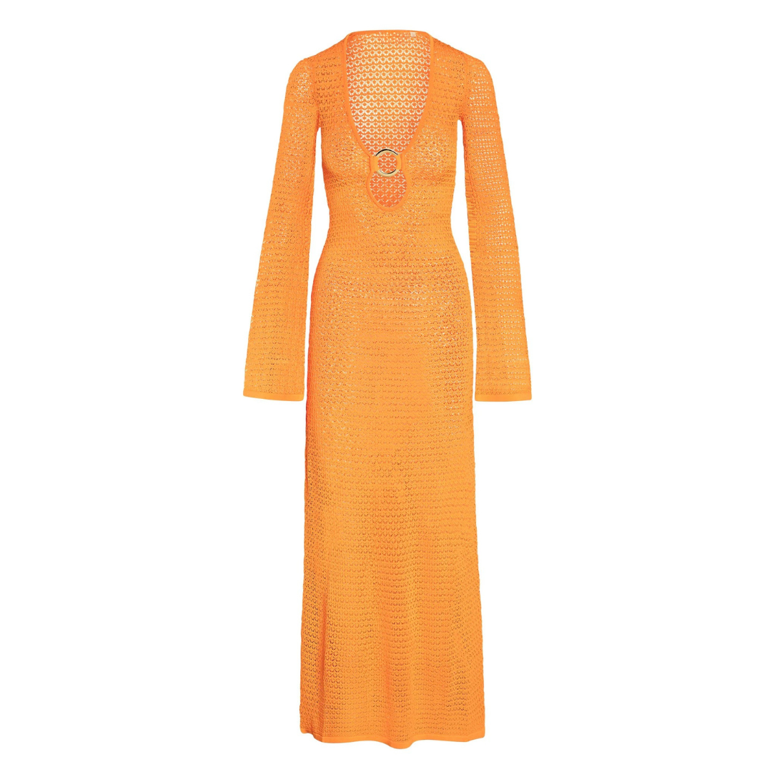 PATRIZIA- Long knitted dress with deep neckline